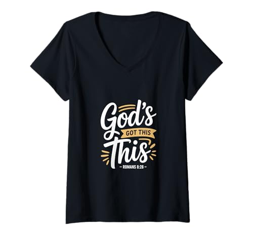 Damen Christlich Gott Hat Das Im Griff Roemer 8 28 T-Shirt mit V-Ausschnitt Damen Christlich Gott Hat Das Im Griff Roemer 8 28 T-Shirt mit V-Ausschnitt von Christlich Glaube Hoffnung Vertrauen Bibelvers