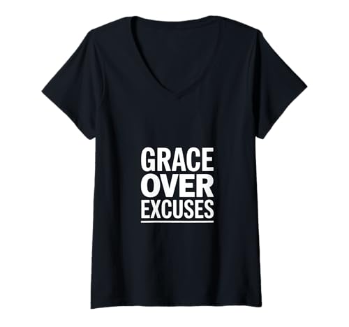 Damen Christlich Gnade Statt Ausreden Grace Over Excuses T-Shirt mit V-Ausschnitt Damen Christlich Gnade Statt Ausreden Grace Over Excuses T-Shirt mit V-Ausschnitt von Christlich Glaube Vergebung Hoffnung Christsein