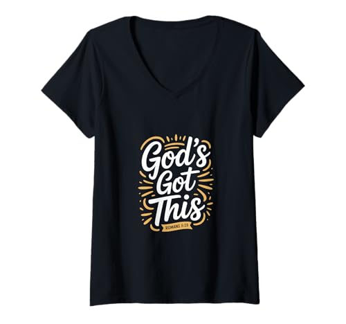 Damen Christlich Gods Got This Römer 8 28 Hoffnung T-Shirt mit V-Ausschnitt Damen Christlich Gods Got This Römer 8 28 Hoffnung T-Shirt mit V-Ausschnitt von Christlich Glaube Vertrauen Bibelvers Römer 8 28