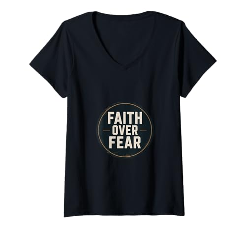 Damen Glaube Christlich Faith Over Fear Jesus Kreuz T-Shirt mit V-Ausschnitt Damen Glaube Christlich Faith Over Fear Jesus Kreuz T-Shirt mit V-Ausschnitt von Christlich Glaube Vertrauen Hoffnung Kreuz