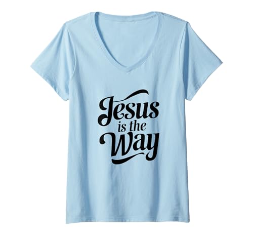 Damen Jesus is The Way Christlich Minimalistisch T-Shirt mit V-Ausschnitt Damen Jesus is The Way Christlich Minimalistisch T-Shirt mit V-Ausschnitt von Christlich Minimalistisch Modern Sauberes Design