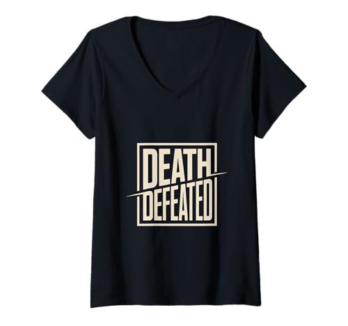 Damen Death Defeated Ostern Auferstehung Christlicher Glaube T-Shirt mit V-Ausschnitt Damen Death Defeated Ostern Auferstehung Christlicher Glaube T-Shirt mit V-Ausschnitt von Christliche Auferstehung Sieg Ueber Tod Ostern