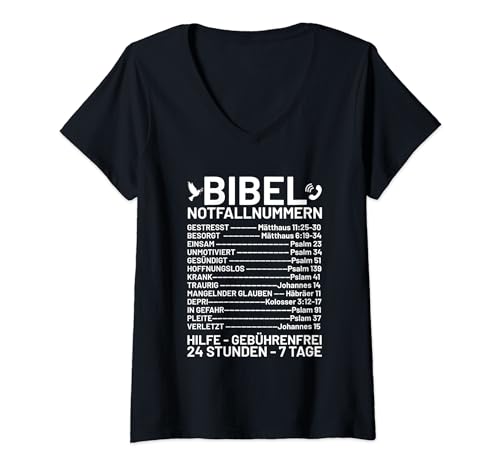 Damen Notfall Hotline Shirt Jesus Gott Kirche Bibel Notfallnummer T-Shirt mit V-Ausschnitt Damen Notfall Hotline Shirt Jesus Gott Kirche Bibel Notfallnummer T-Shirt mit V-Ausschnitt von Christliche Bibelverse Taufe Christ Jesus Tshirt