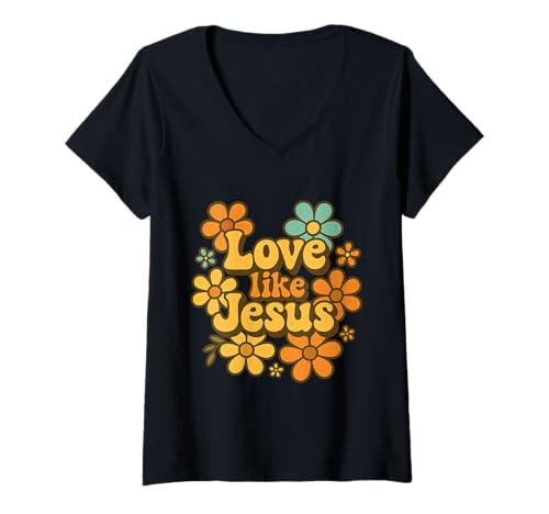 Damen Groovige Liebe wie Jesus - Christian T-Shirt mit V-Ausschnitt von Christliche Geschenke & Co.