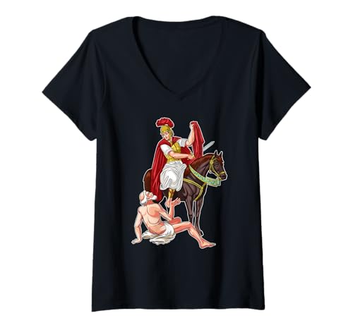 Damen Skt Martin de Tours T-Shirt mit V-Ausschnitt Damen Skt Martin de Tours T-Shirt mit V-Ausschnitt von Christliche Heilige und Traditionen