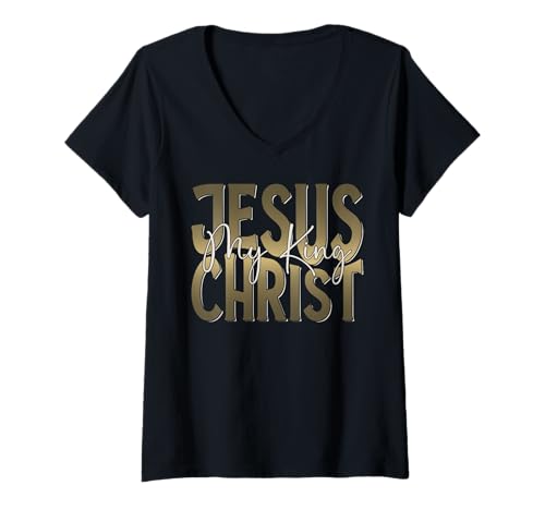 Damen Christliche Geschenke Frau Jesus Christ My Lord and My King T-Shirt mit V-Ausschnitt Damen Christliche Geschenke Frau Jesus Christ My Lord and My King T-Shirt mit V-Ausschnitt von Christliche Shirts Christliche Geschenke Jesus