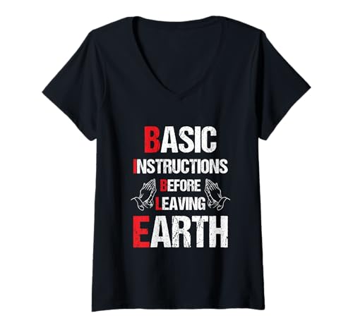 Damen Bibel Basic Instructions Before Leaving Earth Shirt T-Shirt mit V-Ausschnitt Damen Bibel Basic Instructions Before Leaving Earth Shirt T-Shirt mit V-Ausschnitt von Christlicher Bibelvers Glaube Jesus Kirche