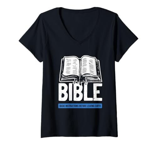 Damen Bibel Basic Instructions Before Leaving Earth Shirt T-Shirt mit V-Ausschnitt Damen Bibel Basic Instructions Before Leaving Earth Shirt T-Shirt mit V-Ausschnitt von Christlicher Bibelvers Glaube Jesus Kirche