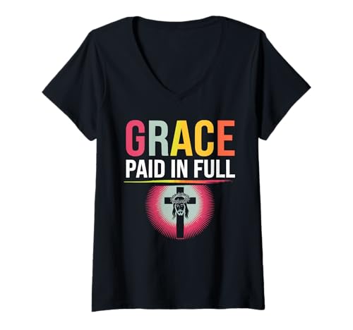 Damen Ostersonntag christlicher Gläubiger religiöser Jesus T-Shirt mit V-Ausschnitt von Christlicher Gläubiger religiöser Ostersonntag