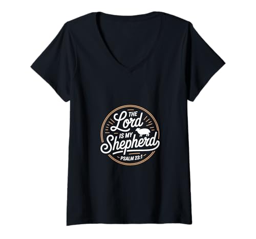 Damen The Lord is My Shepherd Psalm 23 1 Christlicher Glaube T-Shirt mit V-Ausschnitt Damen The Lord is My Shepherd Psalm 23 1 Christlicher Glaube T-Shirt mit V-Ausschnitt von Christlicher Glaube Bibelvers Psalm 23 Hirte Jesus