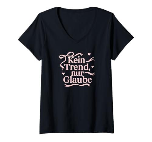 Damen Kein Trend nur Glaube Protestanten Christen Herz Damen T-Shirt mit V-Ausschnitt Damen Kein Trend nur Glaube Protestanten Christen Herz Damen T-Shirt mit V-Ausschnitt von Christlicher Glaube Hoffnung Inspiration
