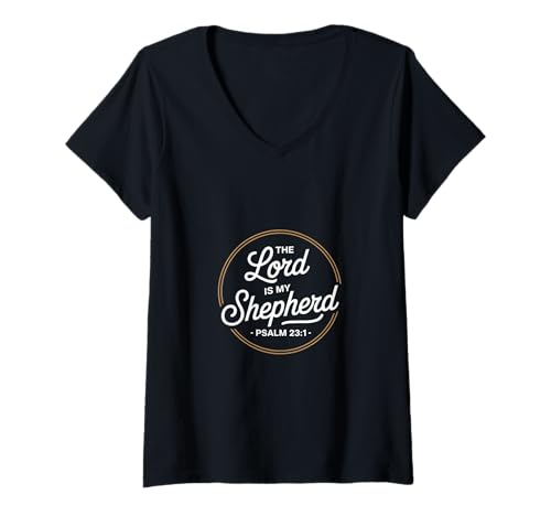 Damen Der Herr Ist Mein Hirte Psalm 23 1 Christlicher Glaube T-Shirt mit V-Ausschnitt Damen Der Herr Ist Mein Hirte Psalm 23 1 Christlicher Glaube T-Shirt mit V-Ausschnitt von Christlicher Spruch Bibelvers Psalm 23 Hirte
