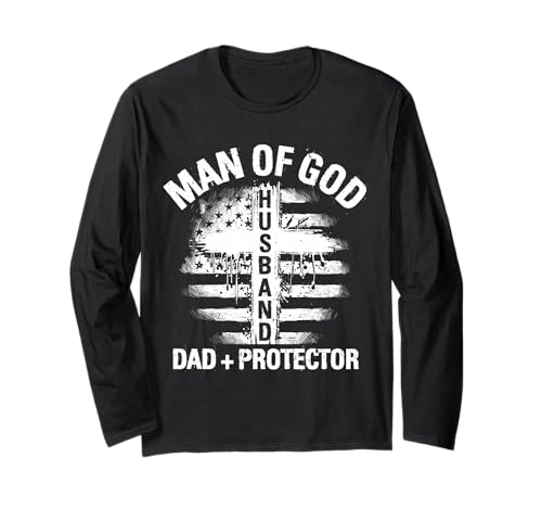 Man of GOD Husband DAD + Protector Christian Men's Langarmshirt Man of GOD Husband DAD + Protector Christian Men's Langarmshirt von Christliches Männerdesign