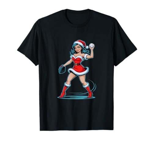 Weihnachten Baseball Pinup Santa Girl Lustig Urlaub Sport T-Shirt Weihnachten Baseball Pinup Santa Girl Lustig Urlaub Sport T-Shirt von Christmas Baseball Shirt Santa Pinup Holiday Gifts