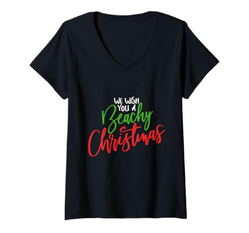 Damen Weihnachten Beachy Christmas Xmas Männer Frauen Merry Christmas T-Shirt mit V-Ausschnitt von Christmas Beachy Christmas Xmas Merry Christmas