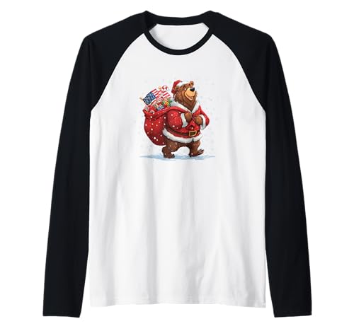 Lustiges Bärenkostüm in festlicher Stimmung für Jungen und Mädchen Raglan von Christmas Bear Outfit