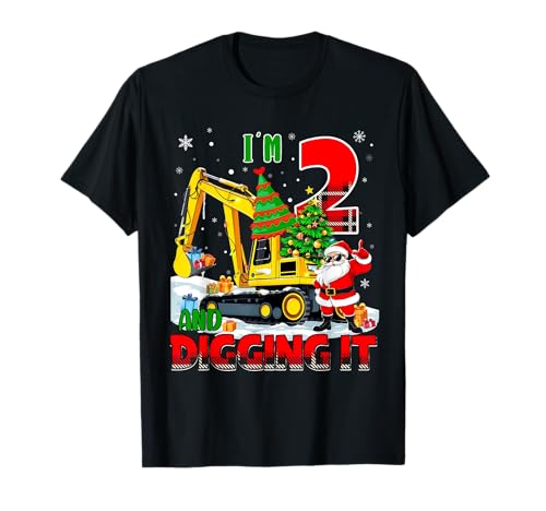I'm 2 Construction 2nd Birthday Kid Boy Xmas Excavator Santa T-Shirt I'm 2 Construction 2nd Birthday Kid Boy Xmas Excavator Santa T-Shirt von Christmas Birthday Digger Truck Outfit