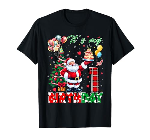 Kids It's My 1st Birthday Cute Santa Christmas 1 Years Old T-Shirt Kids It's My 1st Birthday Cute Santa Christmas 1 Years Old T-Shirt von Christmas Birthday Santa Claus Outfit