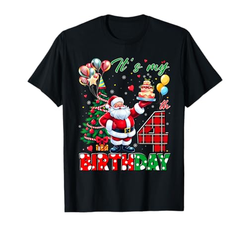 Kids It's My 4th Birthday Cute Santa Christmas 4 Years Old T-Shirt Kids It's My 4th Birthday Cute Santa Christmas 4 Years Old T-Shirt von Christmas Birthday Santa Claus Outfit