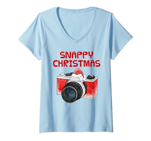 Damen Weihnachten Kamera Fotograf Lustig T-Shirt mit V-Ausschnitt Damen Weihnachten Kamera Fotograf Lustig T-Shirt mit V-Ausschnitt von Christmas Camera Photography Funny By DoodleRob