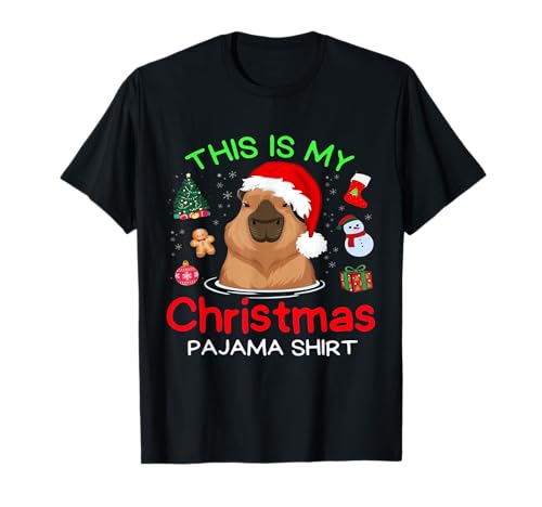 Capybara This is My Christmas Pyjama Capy Santa Men Women T-Shirt von Christmas Capybara Cute Clothing Co.
