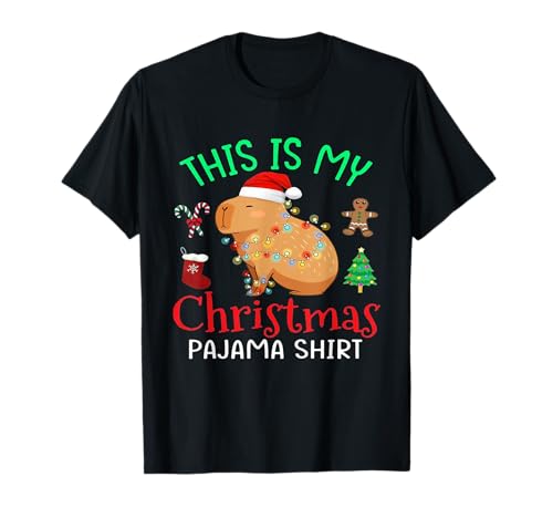 Capybara This is My Christmas Pyjama Capy Santa Men Women T-Shirt von Christmas Capybara Cute Clothing Co.
