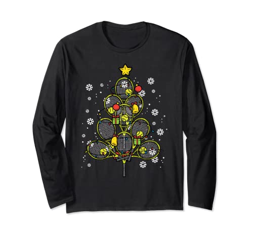 Schlafanzug für Jungen und Mädchen mit Tennis-Weihnachtsbaum-Motiv Langarmshirt von Christmas Clothes Xmas Pajamas Men Women Kids Gift