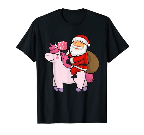 Weihnachtsmann-Pyjama, Motiv: Reitender Einhorn, Weihnachten, niedlich, für Mädchen und Kinder T-Shirt von Christmas Cloths Girls Kids Toddlers Gifts