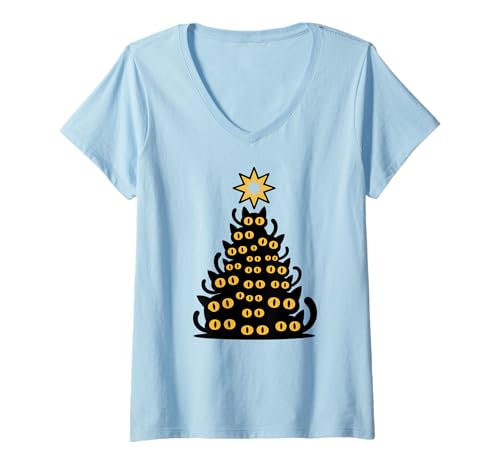 Damen Merry Christmas T-Shirt mit V-Ausschnitt Damen Merry Christmas T-Shirt mit V-Ausschnitt von Christmas Cookies Chaos Merry Lights Santa Holiday