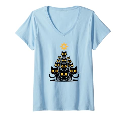 Damen Merry Christmas T-Shirt mit V-Ausschnitt Damen Merry Christmas T-Shirt mit V-Ausschnitt von Christmas Cookies Chaos Merry Lights Santa Holiday