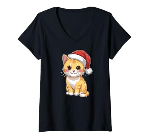 Damen Merry Christmas T-Shirt mit V-Ausschnitt Damen Merry Christmas T-Shirt mit V-Ausschnitt von Christmas Cookies Chaos Merry Lights Santa Holiday