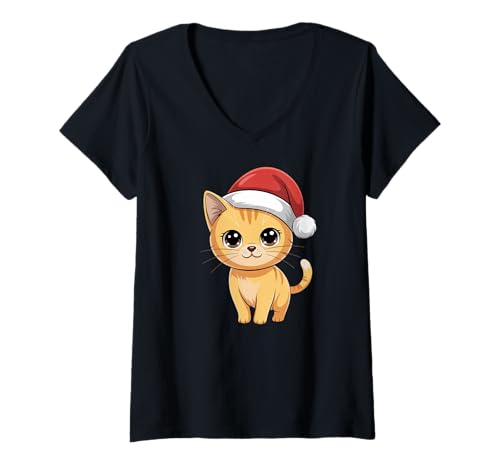 Damen Merry Christmas T-Shirt mit V-Ausschnitt Damen Merry Christmas T-Shirt mit V-Ausschnitt von Christmas Cookies Chaos Merry Lights Santa Holiday