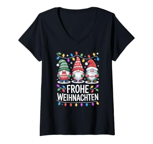 Damen Merry Christmas T-Shirt mit V-Ausschnitt Damen Merry Christmas T-Shirt mit V-Ausschnitt von Christmas Cookies Chaos Merry Lights Santa Holiday