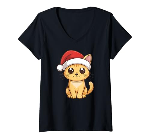 Damen Merry Christmas T-Shirt mit V-Ausschnitt Damen Merry Christmas T-Shirt mit V-Ausschnitt von Christmas Cookies Chaos Merry Lights Santa Holiday