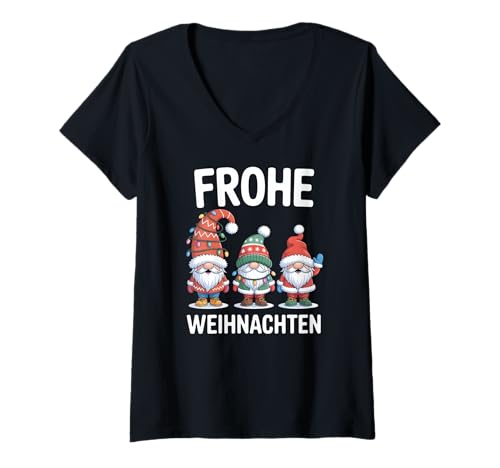Damen Merry Christmas T-Shirt mit V-Ausschnitt Damen Merry Christmas T-Shirt mit V-Ausschnitt von Christmas Cookies Chaos Merry Lights Santa Holiday
