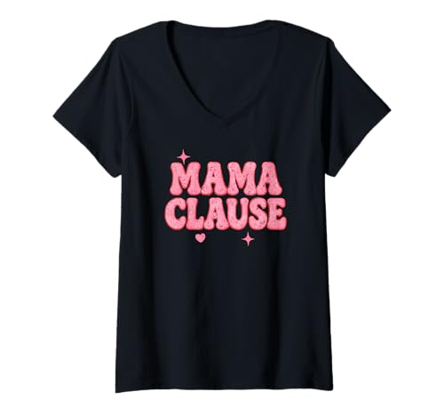 Damen Niedliches Weihnachtsmotiv mit Sternen und Herzen T-Shirt mit V-Ausschnitt Damen Niedliches Weihnachtsmotiv mit Sternen und Herzen T-Shirt mit V-Ausschnitt von Christmas Decor Designs Supply Co.