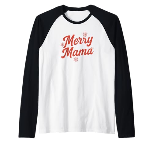 Niedliches Schneeflocken-Design mit Aufschrift Merry Mama Raglan von Christmas Decor Designs Supply Co.