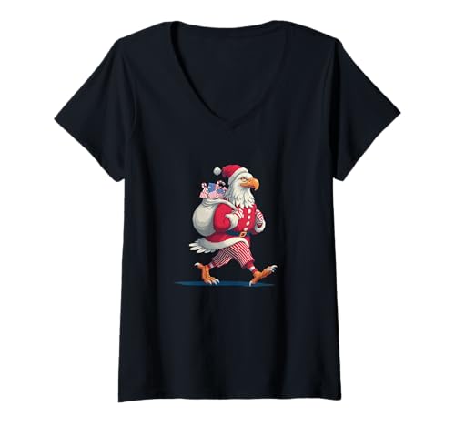 Damen Schönes Adler-Kostüm im Weihnachtsmann-Look T-Shirt mit V-Ausschnitt von Christmas Eagle Outfit