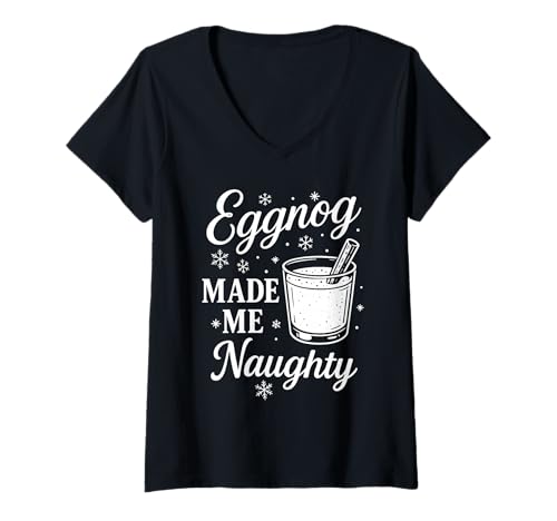 Damen Eierlikör hat Mich zum Trinken zu Weihnachten zum frechen Lustigen gemacht T-Shirt mit V-Ausschnitt Damen Eierlikör hat Mich zum Trinken zu Weihnachten zum frechen Lustigen gemacht T-Shirt mit V-Ausschnitt von Christmas Eggnog Drink Lover Funny Drinking Design