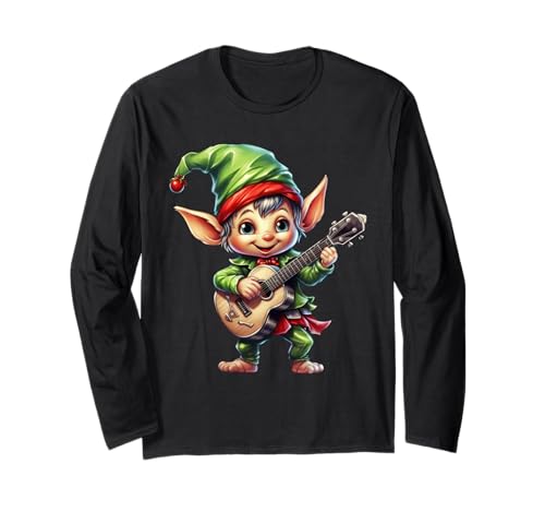 Weihnachtself Ukulele Spieler Xmas Party Jungen Mädchen Kinder Langarmshirt Weihnachtself Ukulele Spieler Xmas Party Jungen Mädchen Kinder Langarmshirt von Christmas Elf Music Style