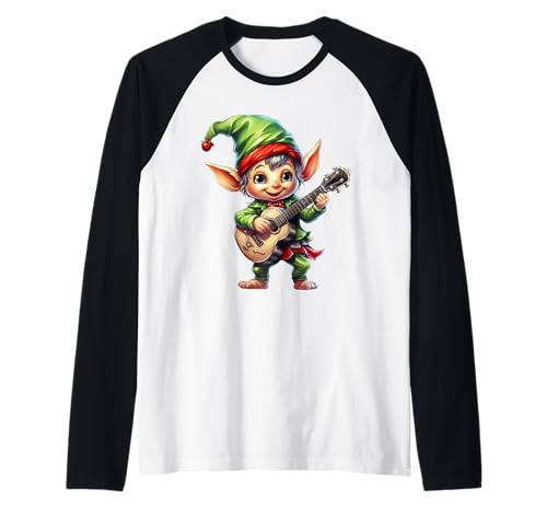 Weihnachtself Ukulele Spieler Xmas Party Jungen Mädchen Kinder Raglan Weihnachtself Ukulele Spieler Xmas Party Jungen Mädchen Kinder Raglan von Christmas Elf Music Style