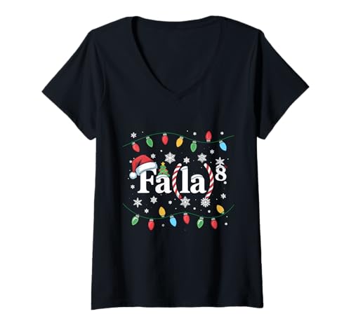 Damen FA (LA) 8 Lustiges Weihnachtsfest Santa FA La Mathematiklehrer, Schüler T-Shirt mit V-Ausschnitt von Christmas FA (LA)8 LA Math Teachers Xmas Pjs