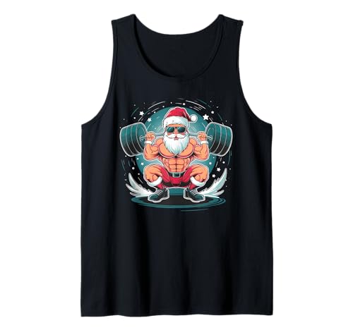 Ugly Christmas Christmas Santa Fitness Herren Xmas Merry Fitmas Tank Top von Christmas Fitmas Santa Weightlifting Fitness Xmas