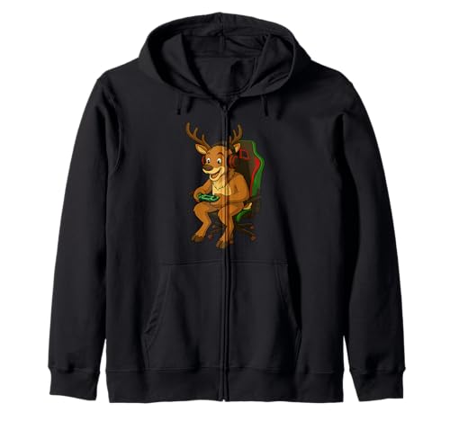 Gamer Weihnachten Rentier Gaming Videospiel Jungen Mädchen Kapuzenjacke von Christmas Gamers Video Game Fans