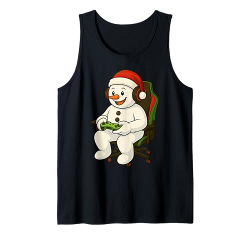 Gamer Weihnachten Schneemann Gaming Videospiel Jungen Mädchen Tank Top von Christmas Gamers Video Game Fans