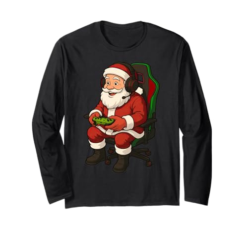 Gamer Weihnachten Weihnachtsmann Gaming Videospiel Jungen Mädchen Langarmshirt von Christmas Gamers Video Game Fans