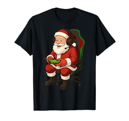 Gamer Weihnachten Weihnachtsmann Gaming Videospiel Jungen Mädchen T-Shirt von Christmas Gamers Video Game Fans