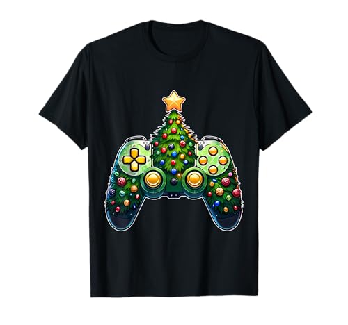 Funny Christmas Tree Gaming Controller Video Game Boys Kids T-Shirt von Christmas Gaming Controller Tee For Men Boys Kids