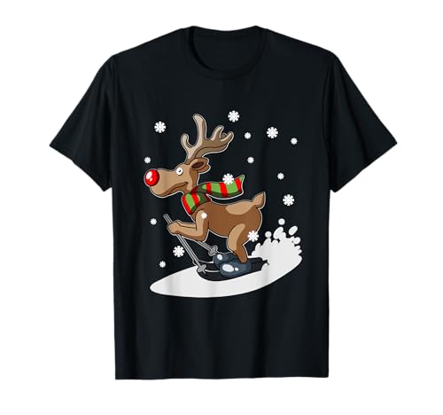Weihnachten, lustige niedliche Rentiere, Ski, Männer, Frauen, Kinder, Weihnachten. T-Shirt von Christmas Gifts by Art Like Wow