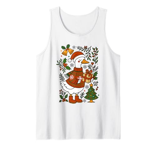 Goose Christmas Silly Vintage Goose Herren Damen Kinder Xmas Tank Top von Christmas Goose Men Women Apparel Clothes Ideas